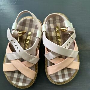Burberry Pink and Cream Sandals with Signature Check